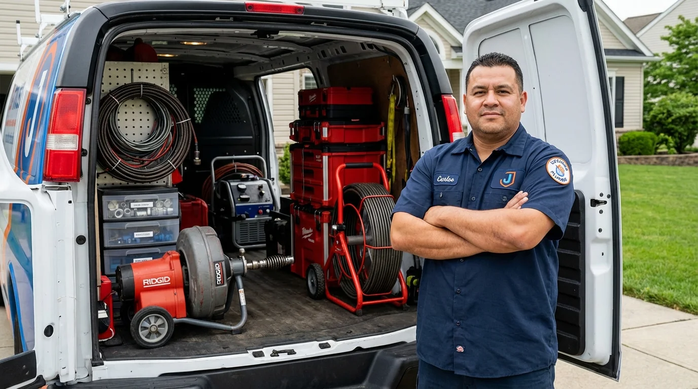 Professional drain cleaning equipment and Johns Plumbing LLC plumber in Clark Mills