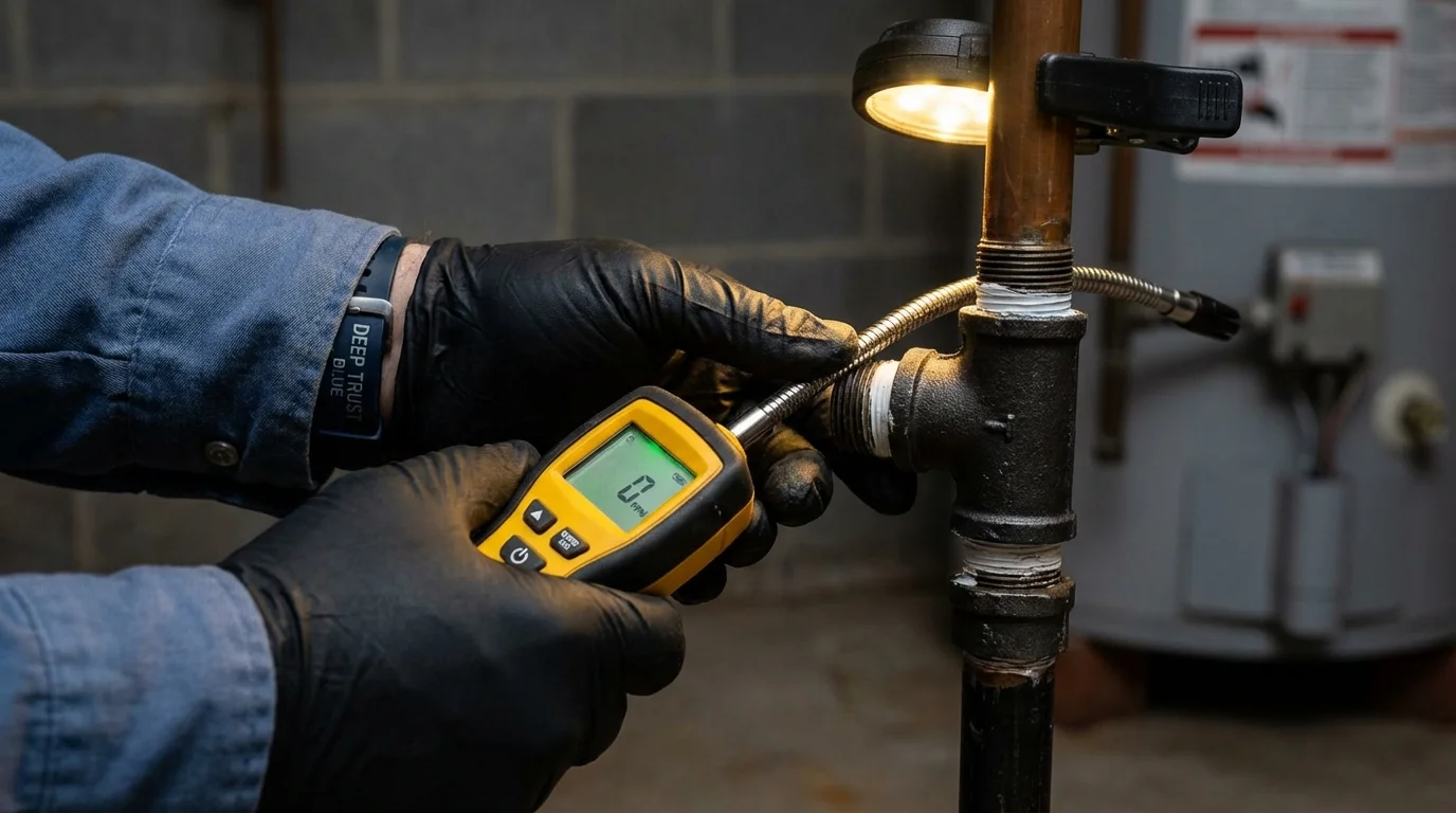 Gas leak detection with electronic sniffer by Johns Plumbing LLC in Clark Mills