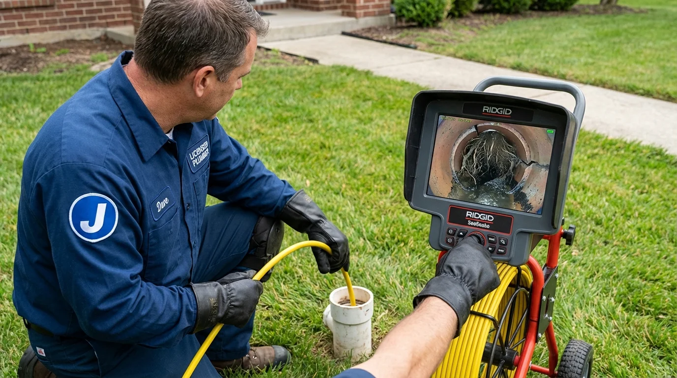 Sewer camera inspection being performed by Johns Plumbing LLC in Clark Mills